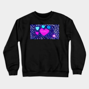 Valentine Love, Heart, and Celestial Stars Crewneck Sweatshirt